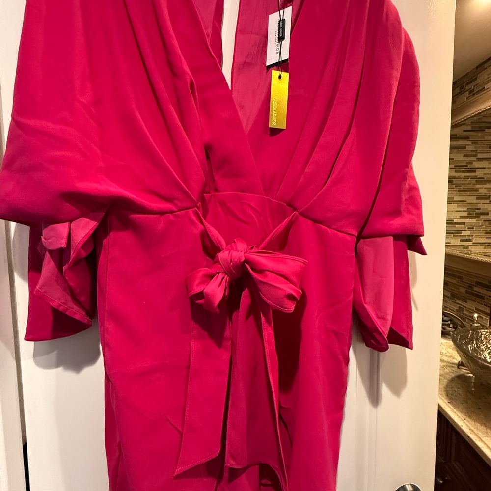 Alexia Admor Pink Midi Dress with Wrap Style
